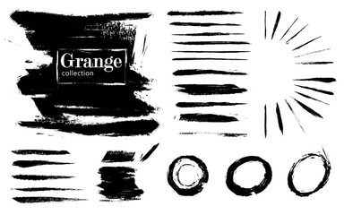 Big set of vector brush marks from the Grange collection. Art brushes, strokes, lines and brush marks. Creative pattern of designer dynamic strokes and lines - obrazy, fototapety, plakaty