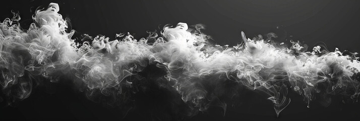 white smoke isolated on black background,banner, white fog on black background	
 - obrazy, fototapety, plakaty