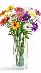 Fototapeta premium Colorful daisy Bouquet in Glass Vase