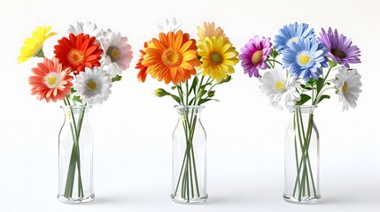 Colorful daisy Bouquet in Glass Vase