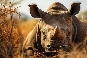 Sanctuary rhino receiving care after rescue., generative IA - obrazy, fototapety, plakaty