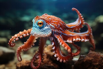 Graceful octopus in coral reefs., generative IA