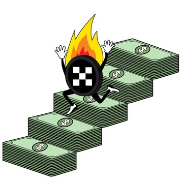 OKB crypto animation price drop isolated on white background