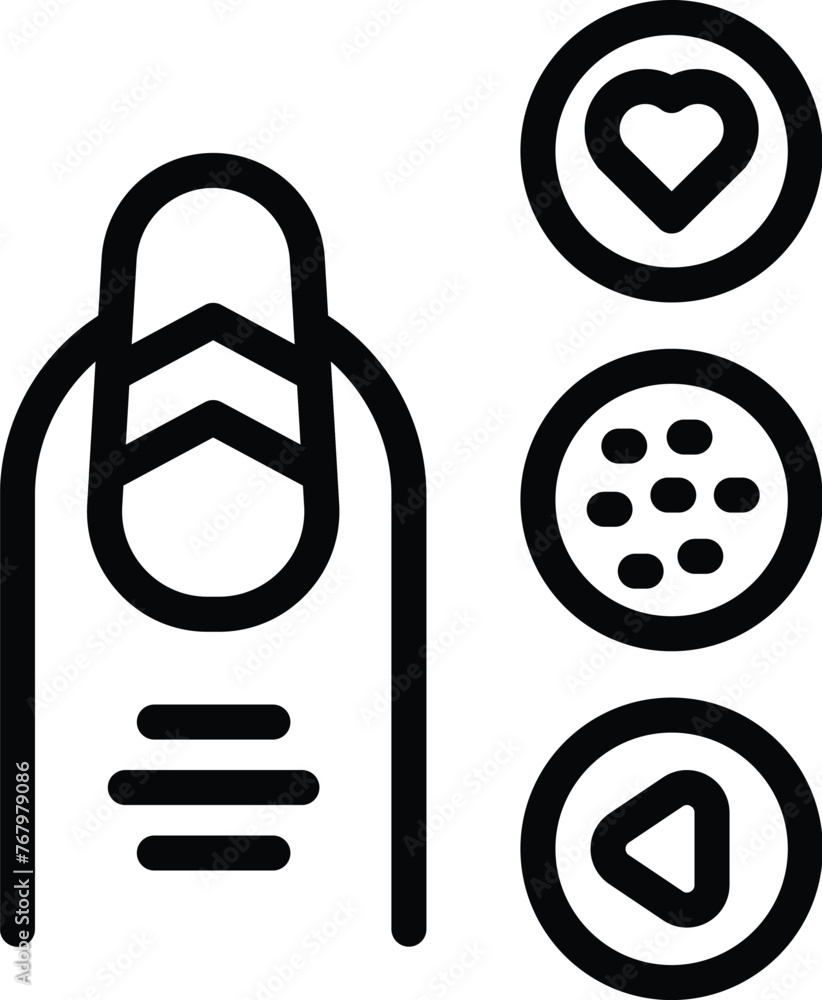 Poster nails design application icon outline vector. fingernails painting art. manicure modeling procedure