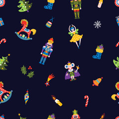 Christmas vector seamless Nutcracker pattern.Seamless pattern can be used for wallpaper, pattern fills, web page background, surface textures.