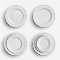 Set of plates on a white background empty plate 