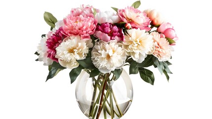 Fototapeta premium Colorful Peony Bouquet in Glass Vase