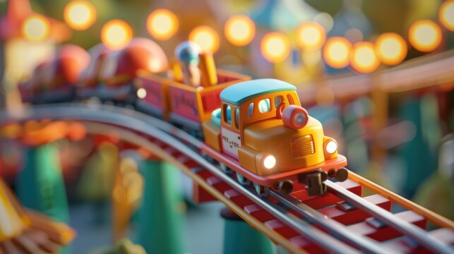 toy train on the railway, cutesy roller coaster