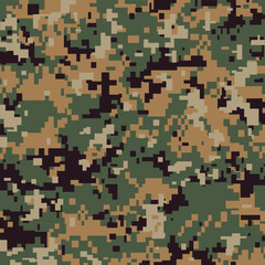 Pixelated military camouflage background. Seamless Tileable Pattern. Vector illustration.