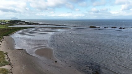 Aerial view of the Maidens, Ayrshire, Scotland, showcasing the vast ocean