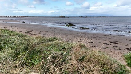 Aerial view of the Maidens, Ayrshire, Scotland, showcasing the vast ocean