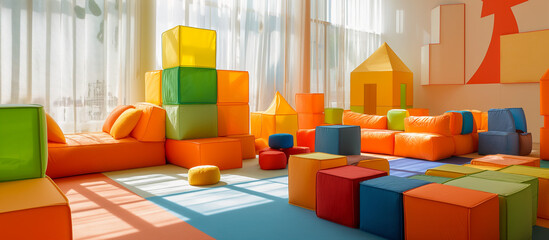 colored classroom, game room for kids