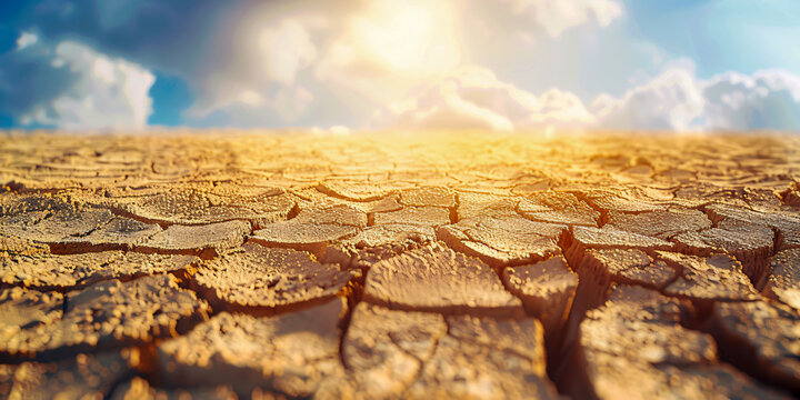 Severe Drought Impact on Land, Cracked Soil Texture, Environmental Climate Change Concept