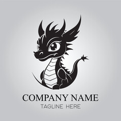 Dragon character logo company with silhouette design vector image