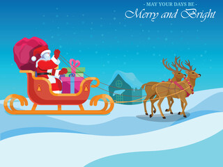 Happy Santa Claus riding in a sleigh
