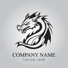 Dragon character logo company with silhouette design vector image