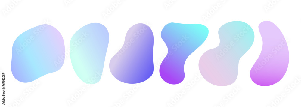 Poster set of liquid shapes. color gradient blobs or splashes collection isolated on white background. flui
