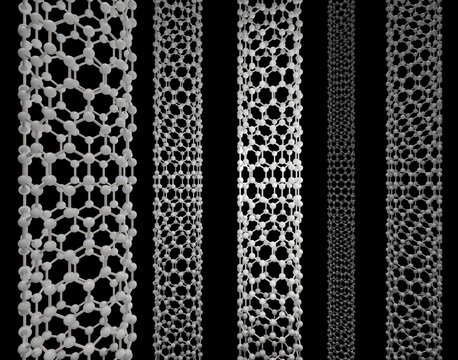3D rendering of molecular models of carbon nanotube