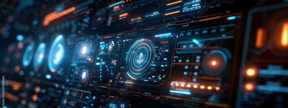 Poster a sleek, futuristic interface showcasing a genai system actively monitoring and responding to cyber 