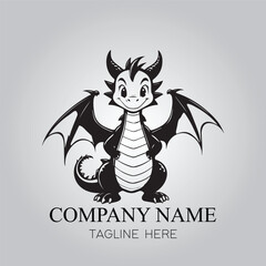 Dragon character logo company with silhouette design vector image