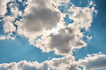 Blue sky background with clouds.