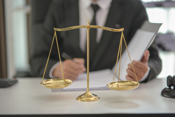 Partner lawyers or attorneys discussing a contract agreement. Successful businessmen have a...