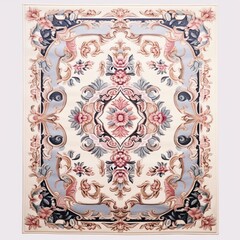 A creative arts rug featuring a floral motif on a white background