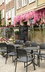 Floral exterior of the restaurant