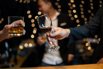 Celebrate whiskey on a friendly party in  restaurant