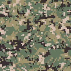 Pixelated mimetic camouflage background. Seamless Tileable Pattern. Vector illustration.