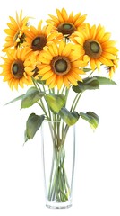 Obraz premium Colorful Sunflower Bouquet in Glass Vase