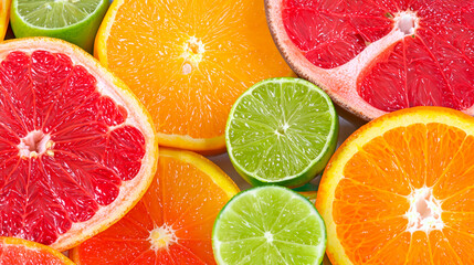 Assorted vibrant citrus fruit palette