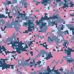 Pixelated pink camouflage background. Seamless Tileable Pattern. Vector illustration.