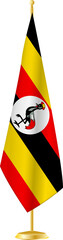 Uganda flag on a flag stand.