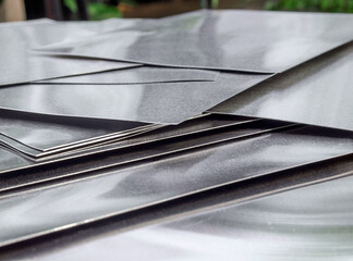 aluminum metal sheets. industrial metal pile, production rectangular pieces	