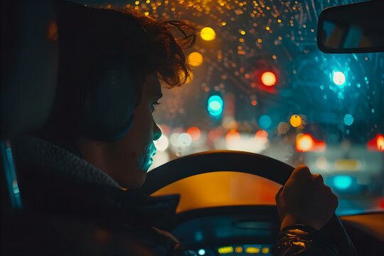 A person dangerously texting while driving highlighting the risks of distracted driving and road safety. Concept Distracted Driving, Road Safety, Texting and Driving, Risky Behavior