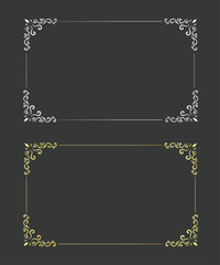Set of royal golden and silver vintage corner frames Vector