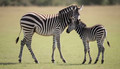 A Zebra Foal Taking Its First Steps Alongside Its