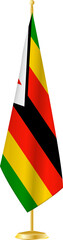 Zimbabwe flag on a flag stand.