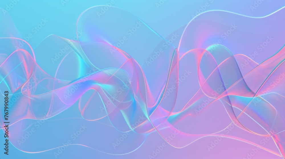 Poster pastel colors blend in a smooth, fluid motion graphic creating a holographic effect, ideal for backg