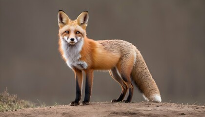 Naklejka na ściany i meble A Fox With Its Ears Perked Up Listening For Dange