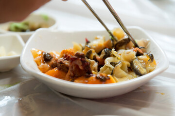 Sashimi of the sea pineapple and whelk on the dish