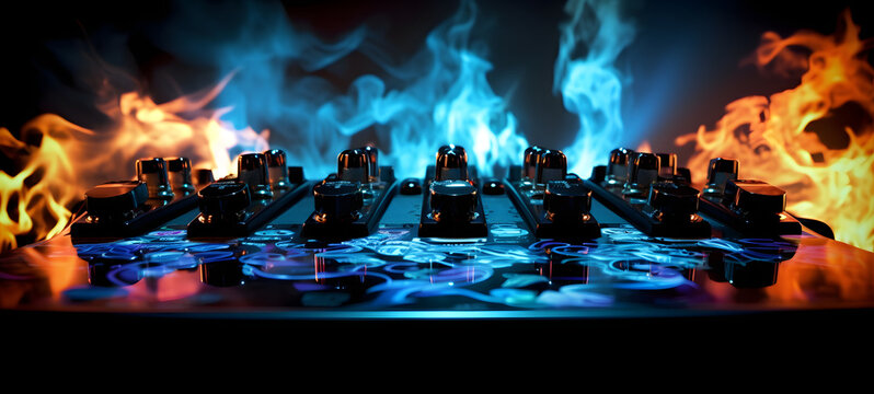 a photo of many gutar pedals close to each other, ai generative