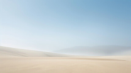 Fototapeta na wymiar A tranquil desert expanse enveloped in a soft haze under a clear sky