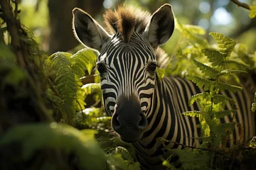  Zebra camouflaging in the plants of the savannah., generative IA © JONATAS