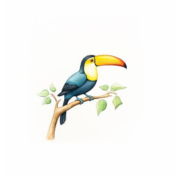 Keelbilled Toucan, watercolor, painting, colorful, cute