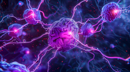 Neurology and Neural Network, Brain Cell Illustration, Science and Medicine Concept, Abstract