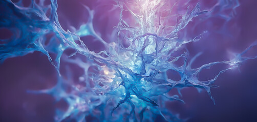Abstract neuronal molecular molecular connections in blue light