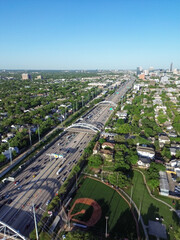 Traffic on the Southwest Freeway (I-69) during morning rush hour in Houston, Texas. 