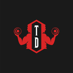 TD initials fitness sport gym logo design vector